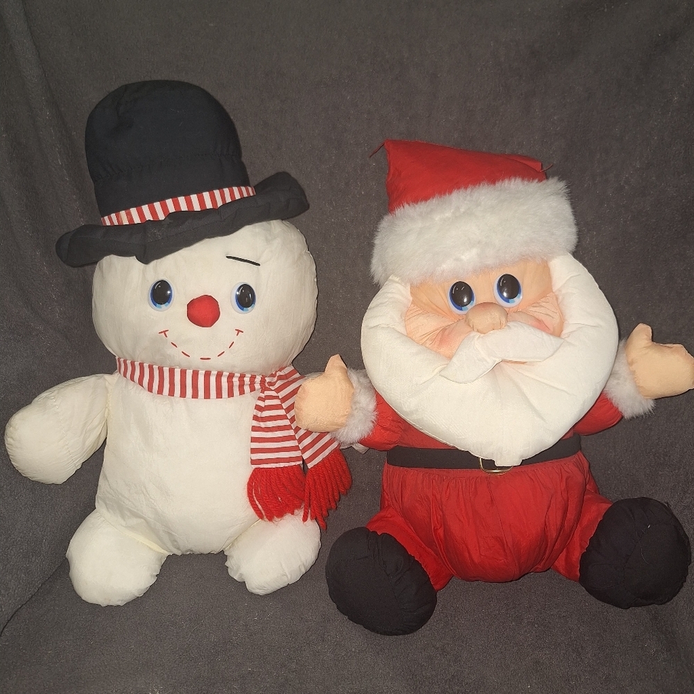Christmas I'm A Dandee Santa Claus  Frosty Snowman Nylon Parachute Plush Vintage
